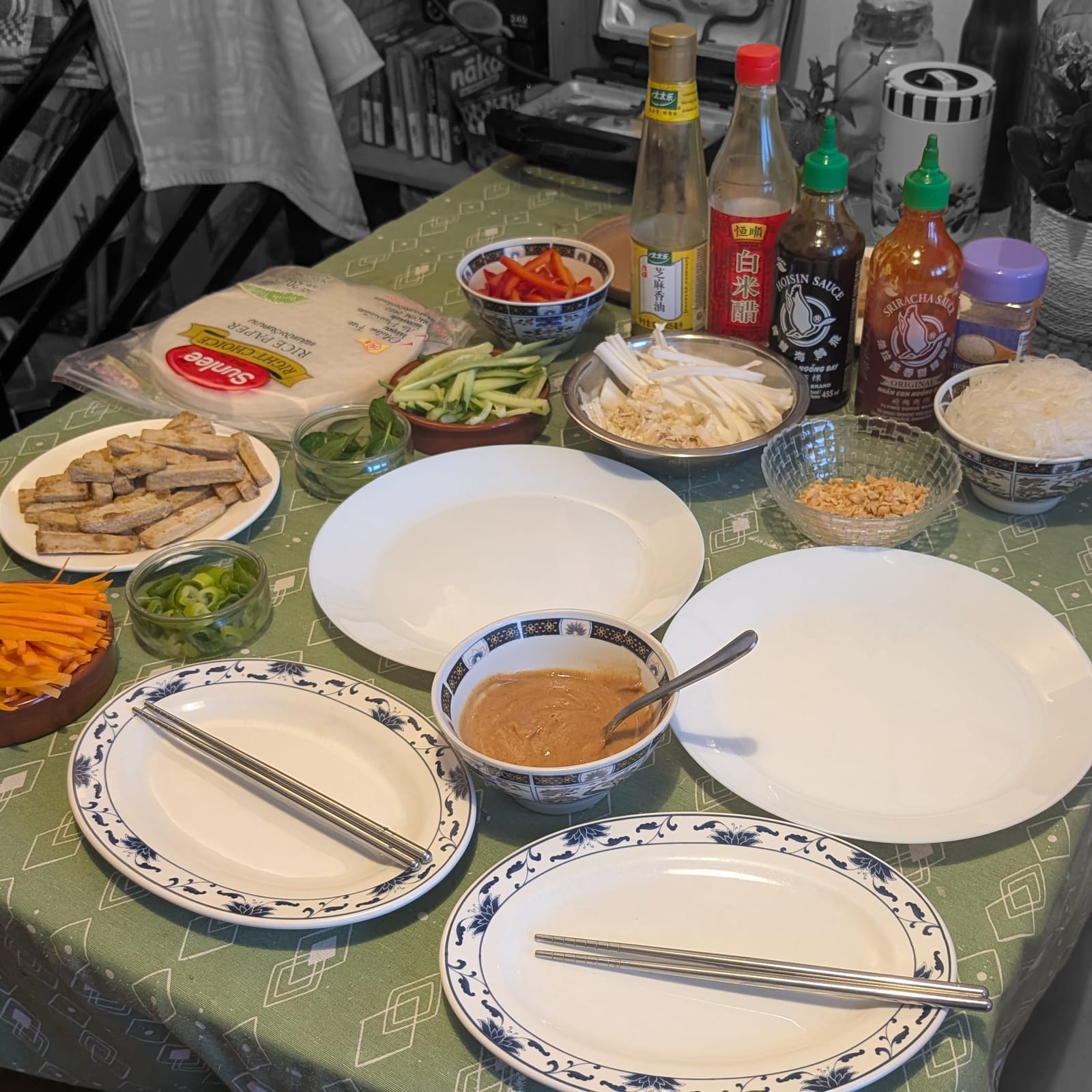 Tofu summer roll assembly